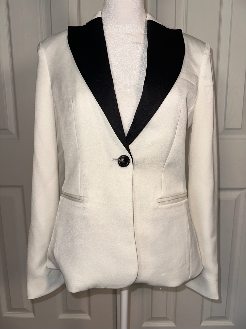 Express White Blazer with Black Satin Shawl Collar (tuxedo)
